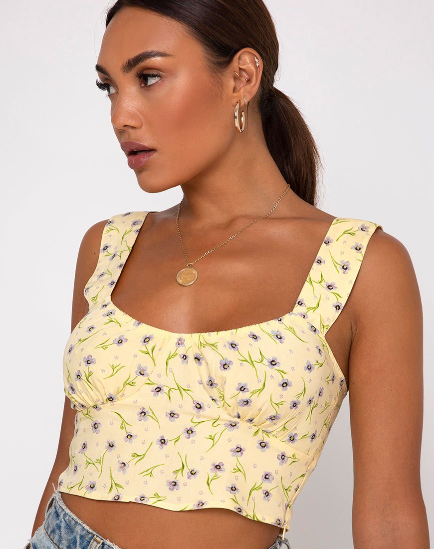 Image de la veste Gladis Crop Top in Wild Flower Lemon Drop
