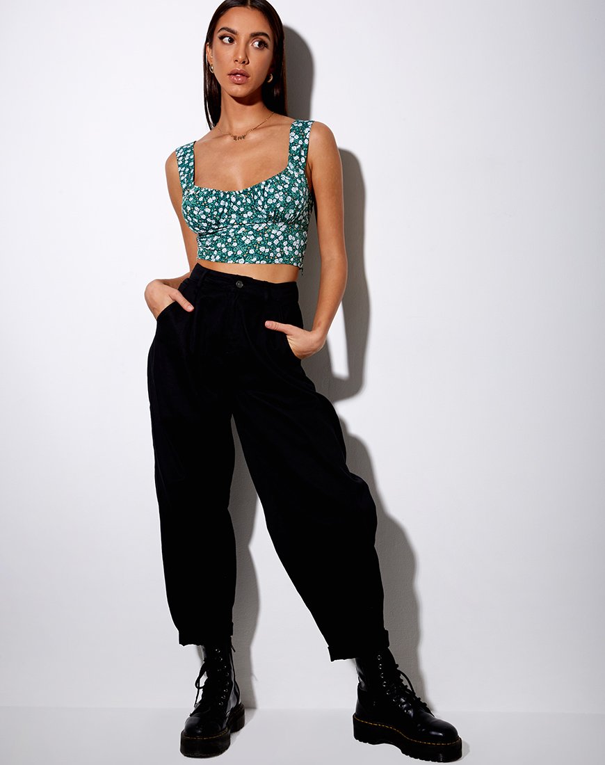 Image de la veste Gladis Crop Top in Floral Field Green