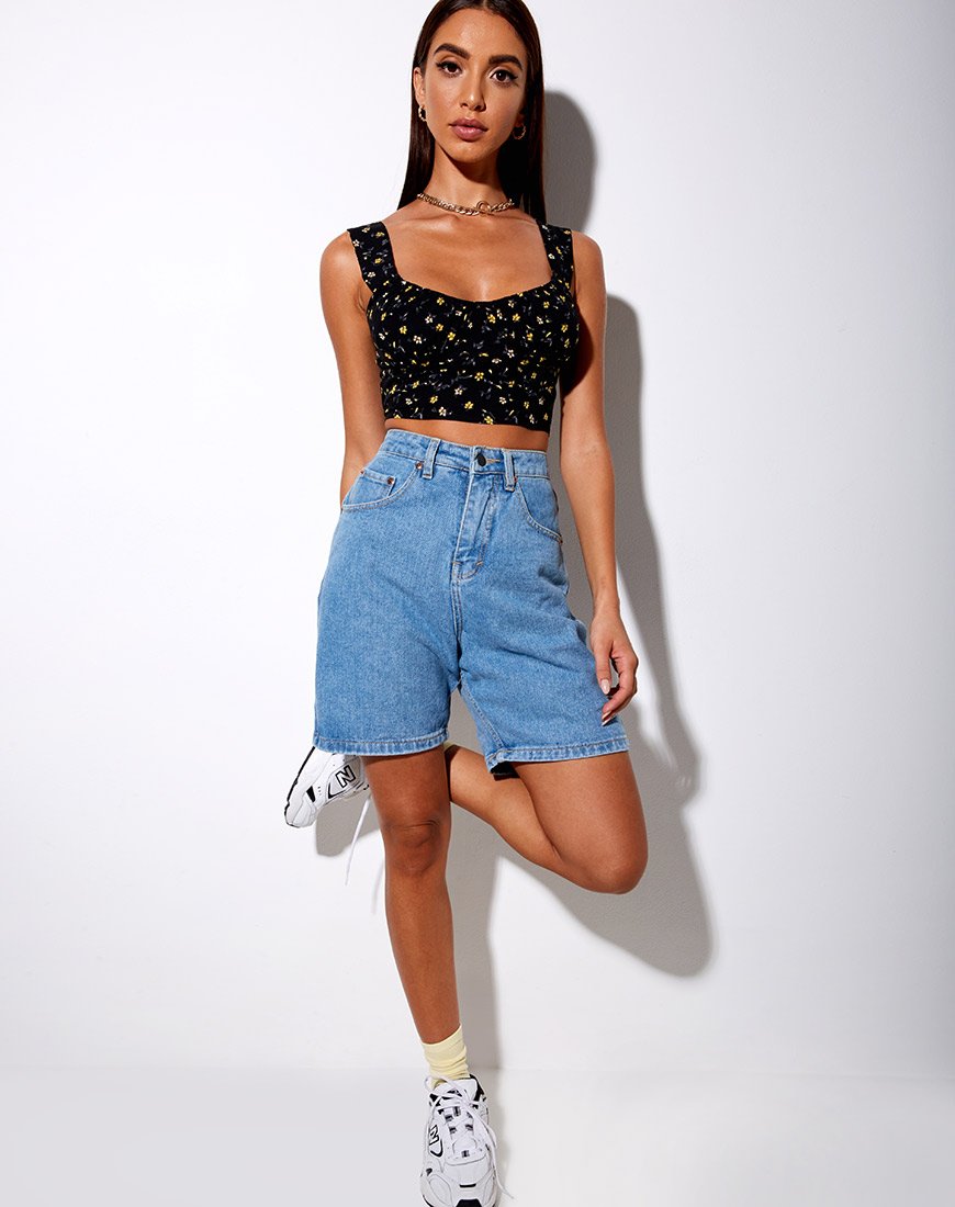 Image de la veste Gladis Crop Top in Pretty Petal Black