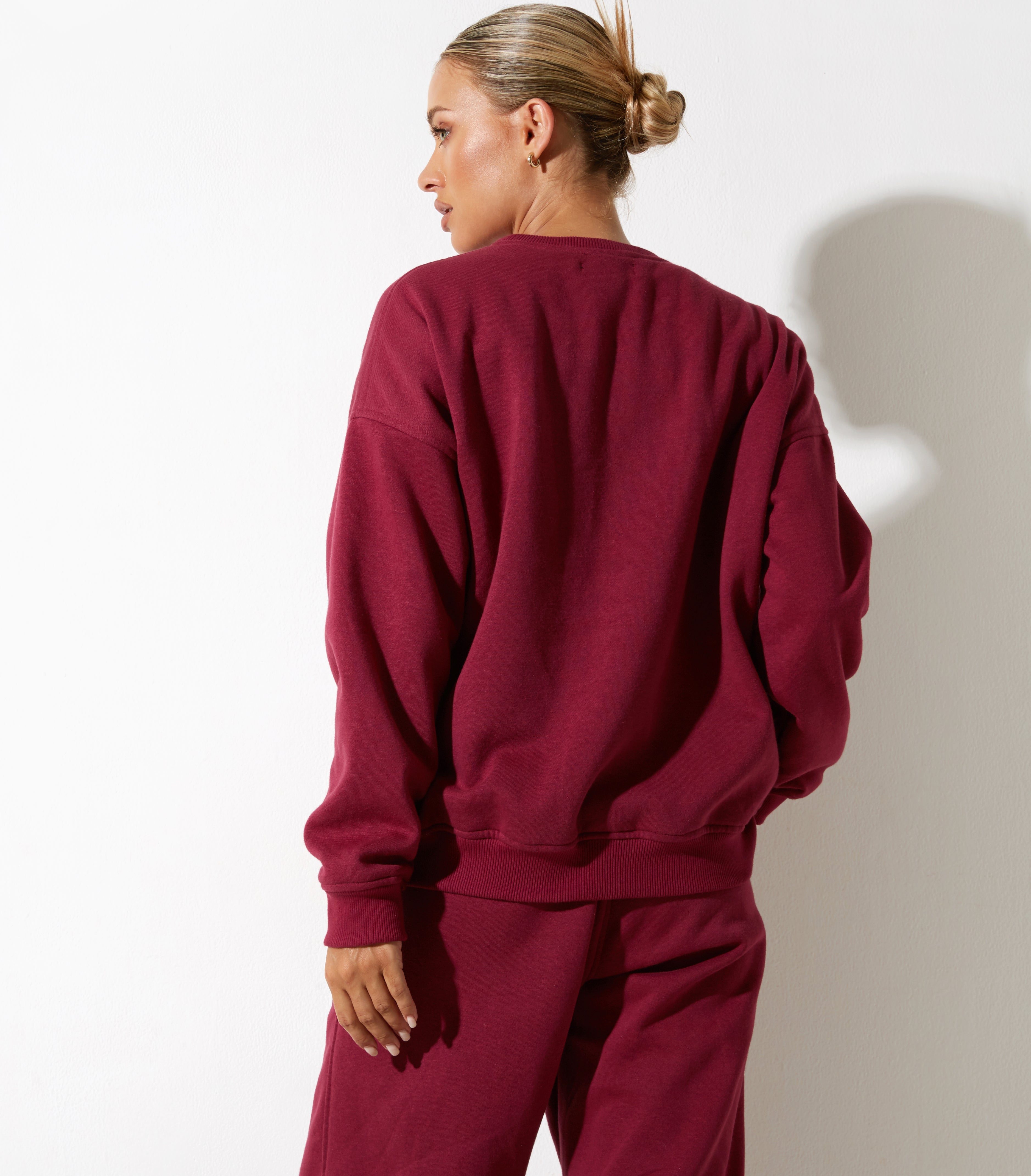 image de Glan Sweatshirt en Bourgogne avec broderie "Winning Team