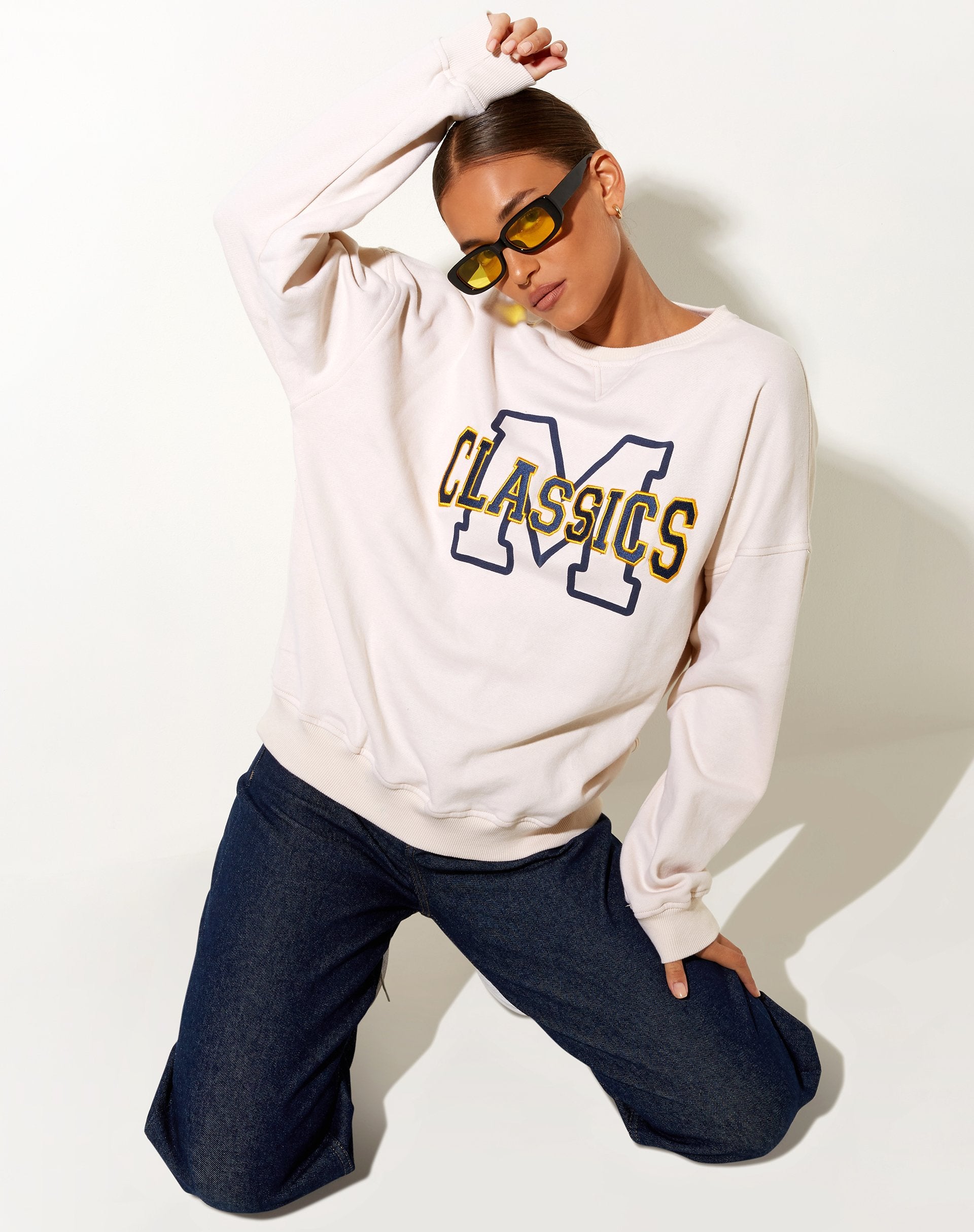Image de Glan Sweatshirt in Winter White M Classics Mix Embro