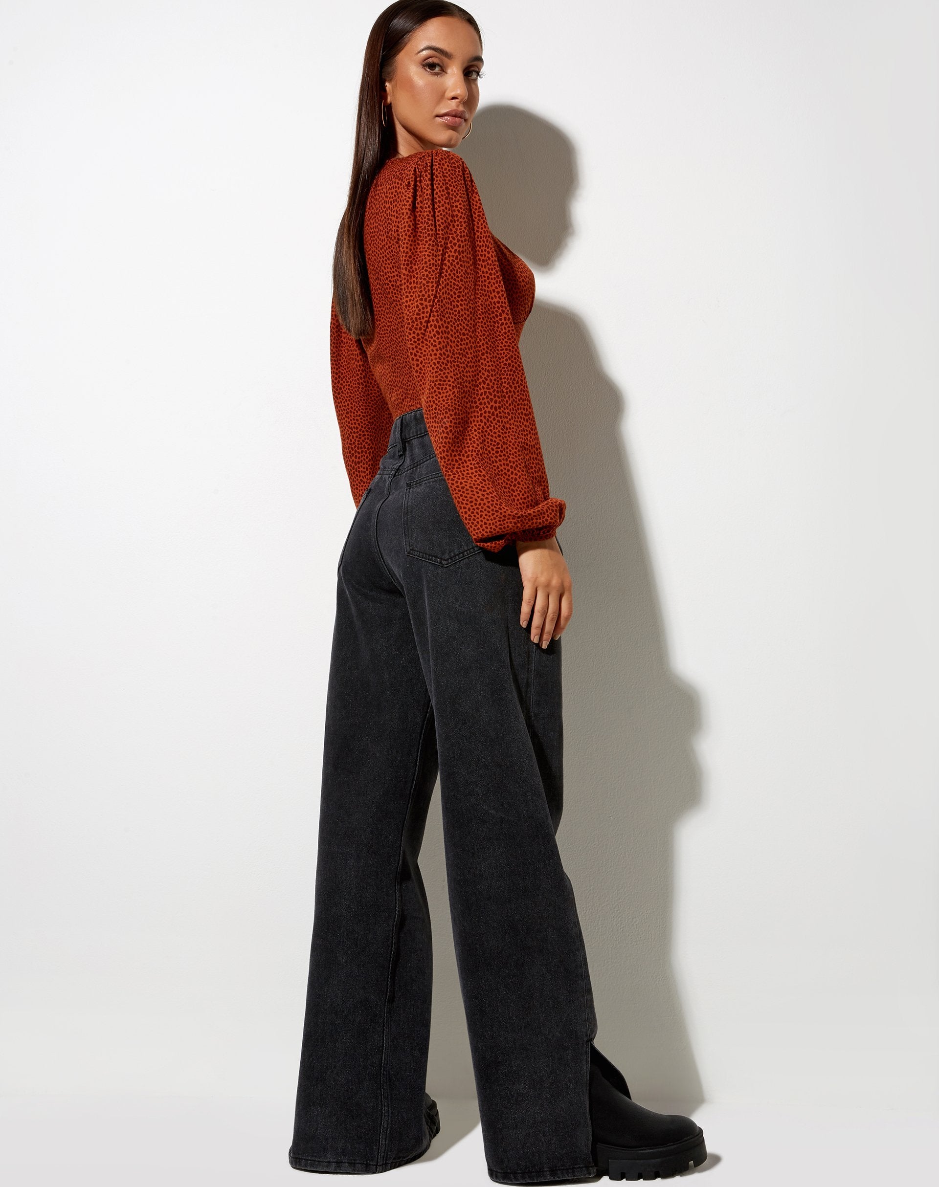 Image de Glario Crop Top in Mini Croc Brown