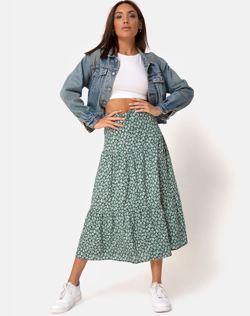 Jupe Gleas, Floral Bloom Green