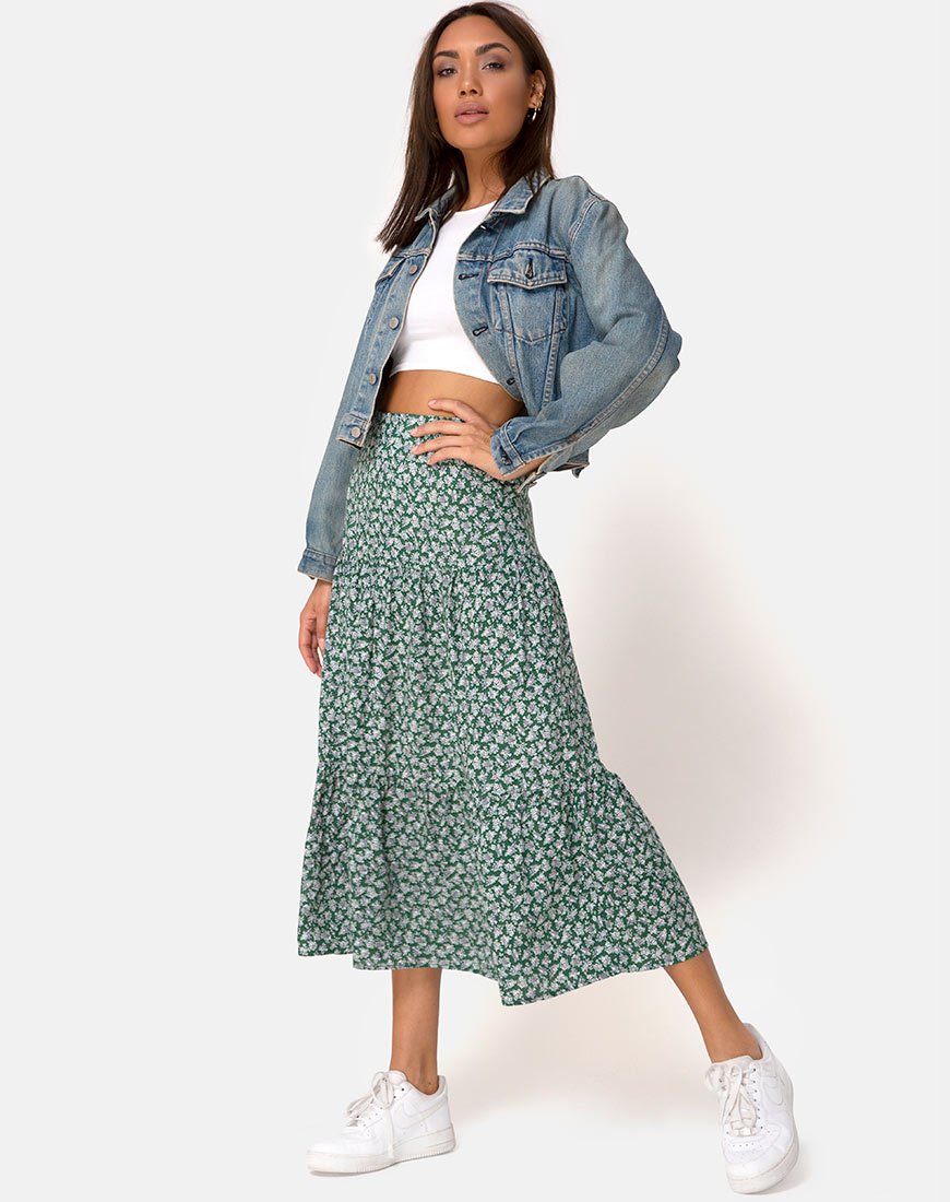 Image de Gleas Skirt in Floral Bloom Green