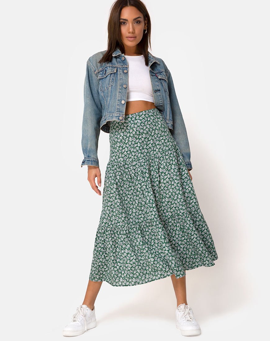 Image de Gleas Skirt in Floral Bloom Green