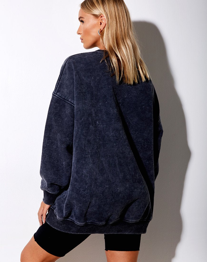Image de Glo Sweatshirt in Black Stone Wash Cosmos