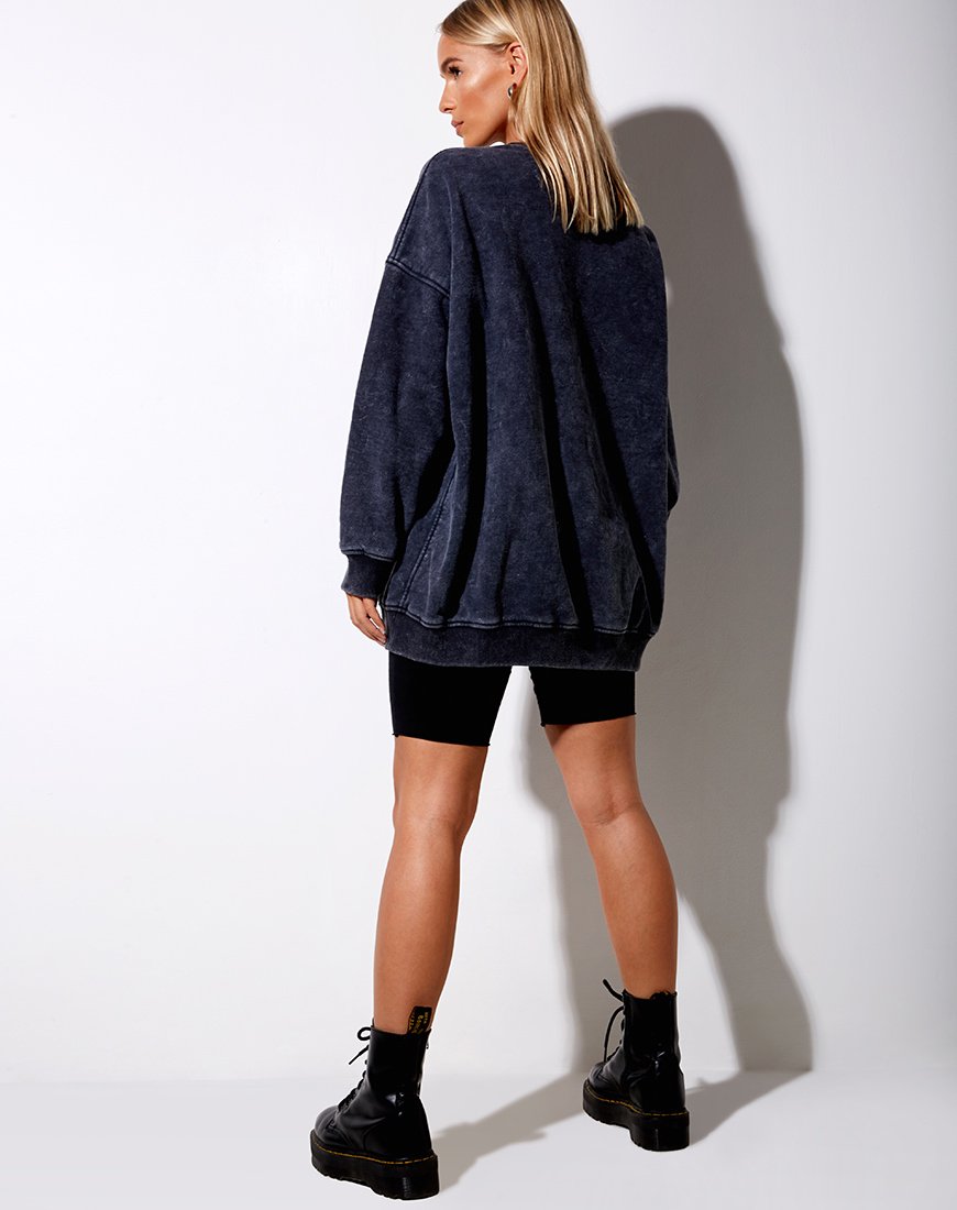 Image de Glo Sweatshirt in Black Stone Wash Cosmos