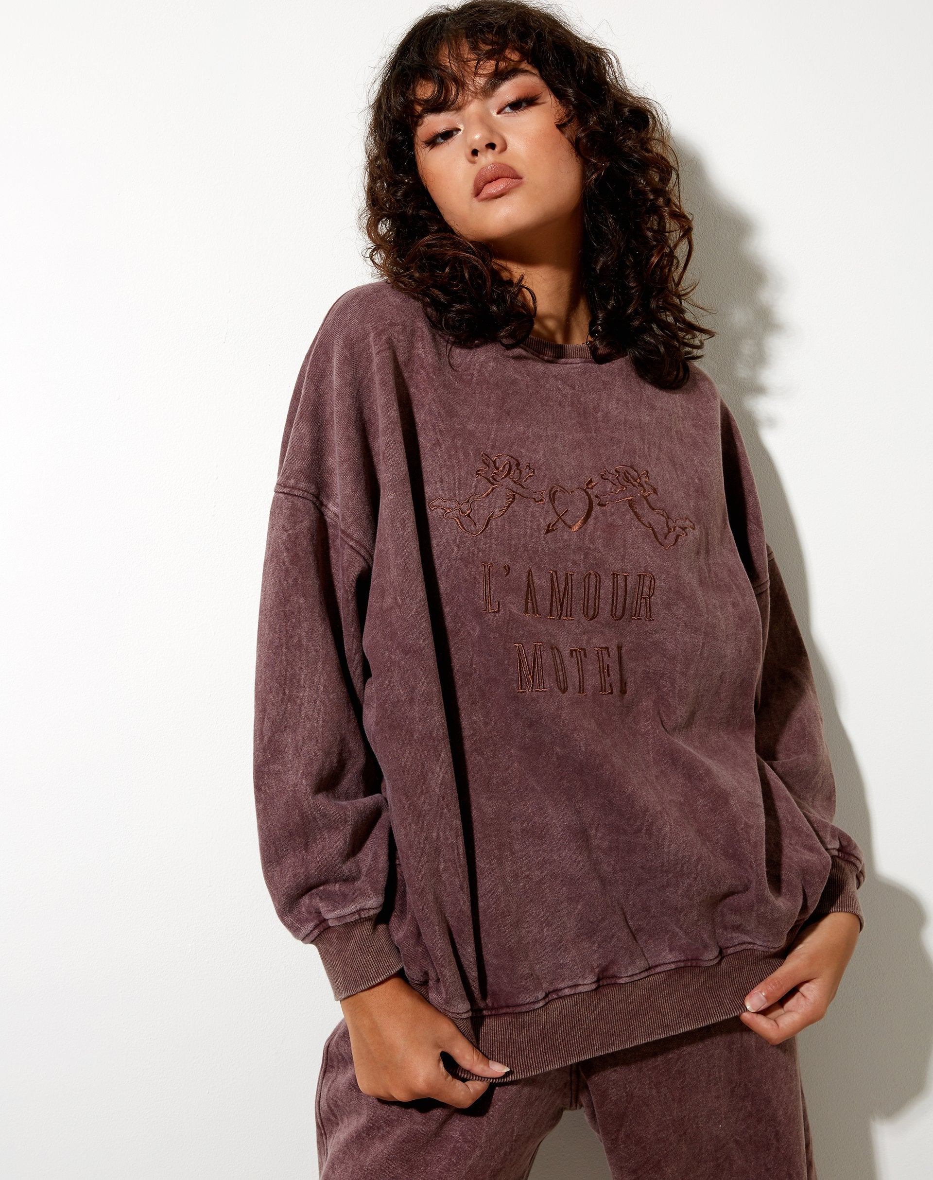 Image de Glo Sweatshirt in Brown Wash LAmour Motel Embro
