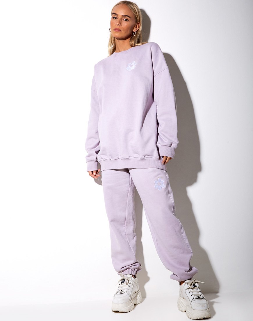 Image de Glo Sweatshirt in Pastel Lilac Daisy Embro