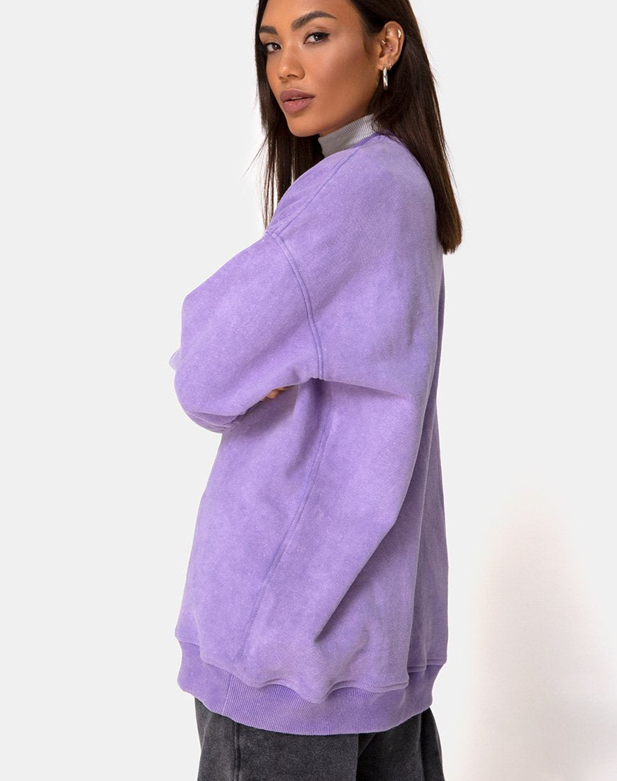 Image of Glo Sweatshirt in Lilac Wash with Dragon Embro