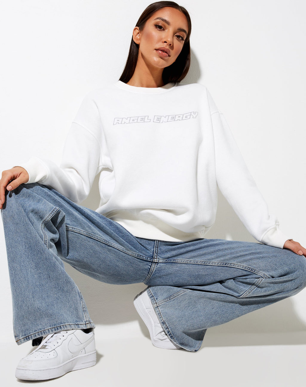 Sweatshirt Glowee en blanc chaud 'Angel Energy' Hotfix