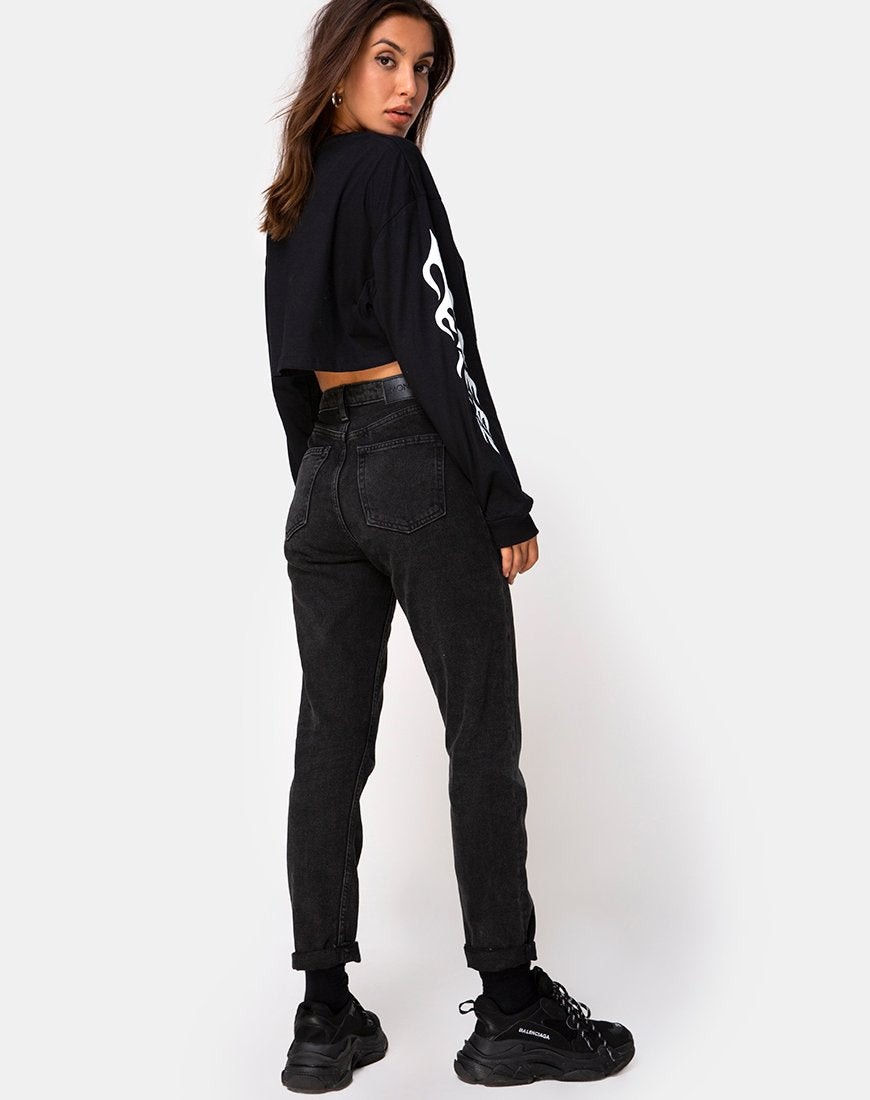 Image de Gocea Crop Top in Black with White Tribal