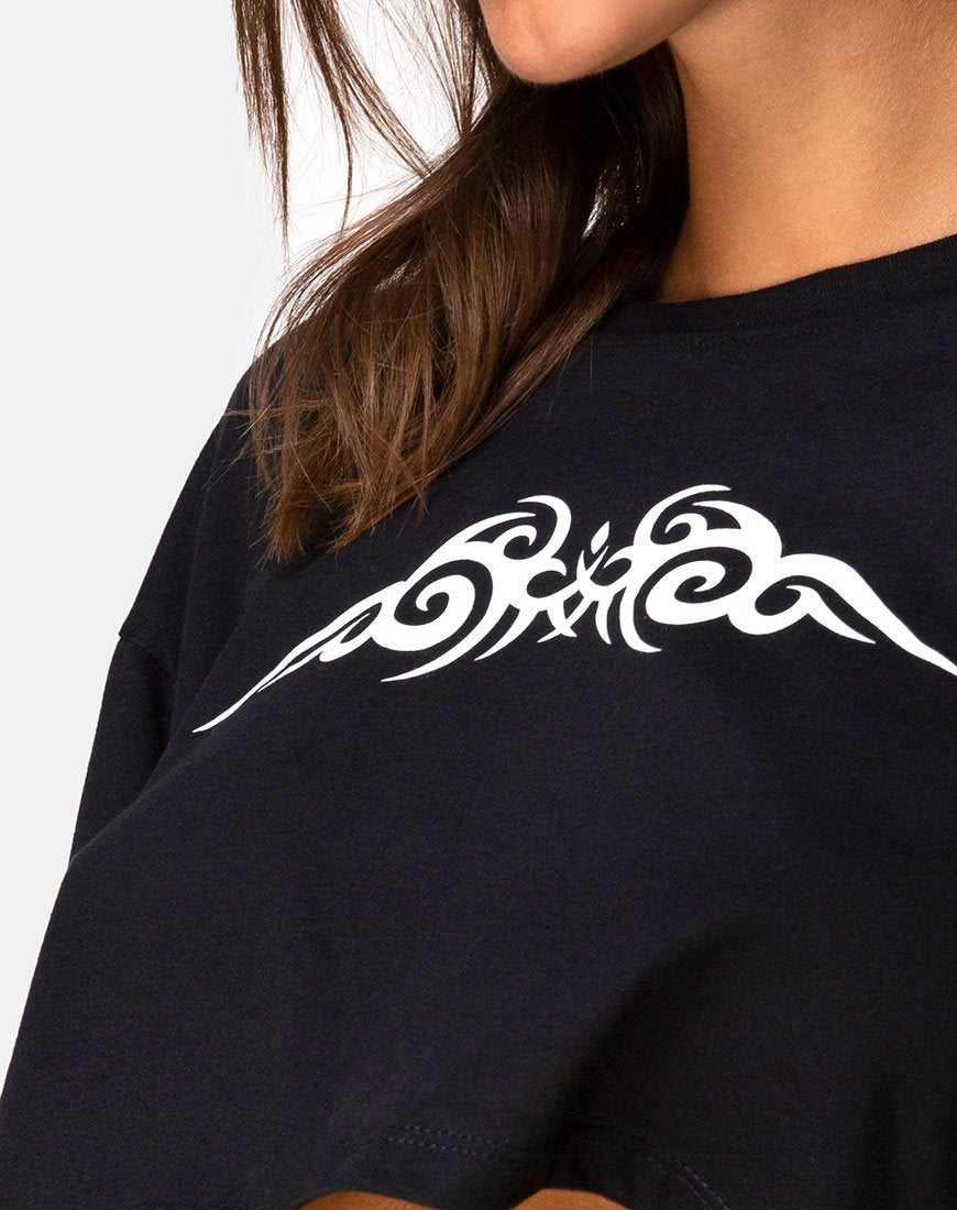 Image de Gocea Crop Top in Black with White Tribal