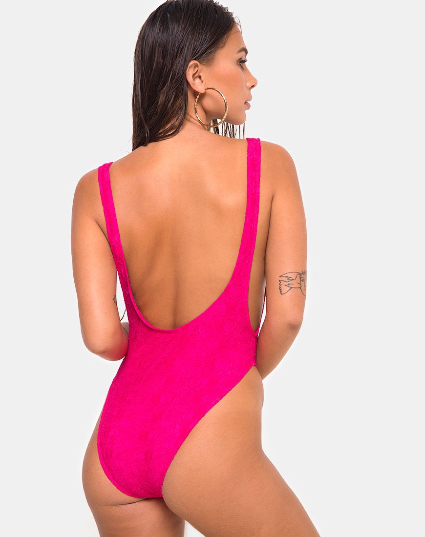 Maillot de bain Goddess en dentelle rose fuschia
