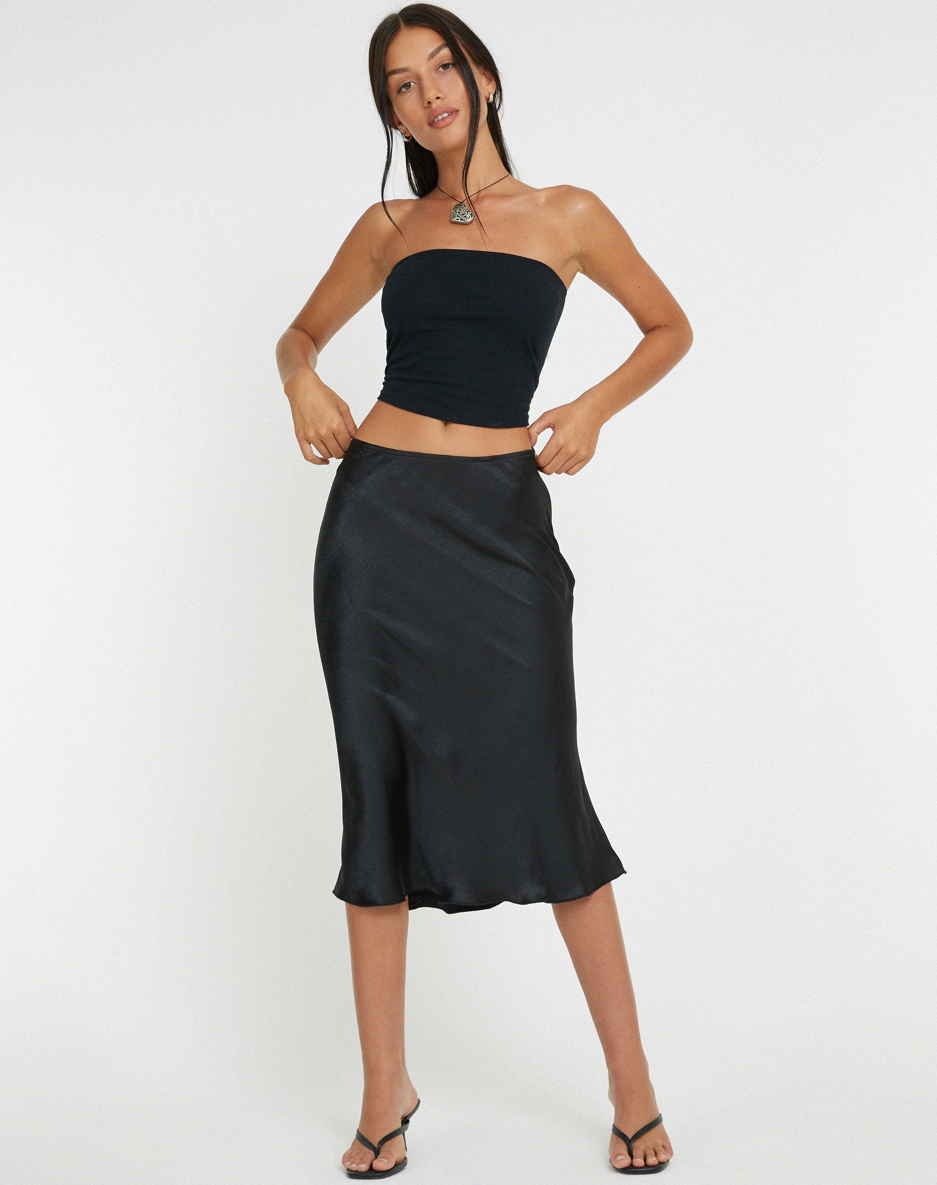 image de Goya Midi Skirt in Satin Black