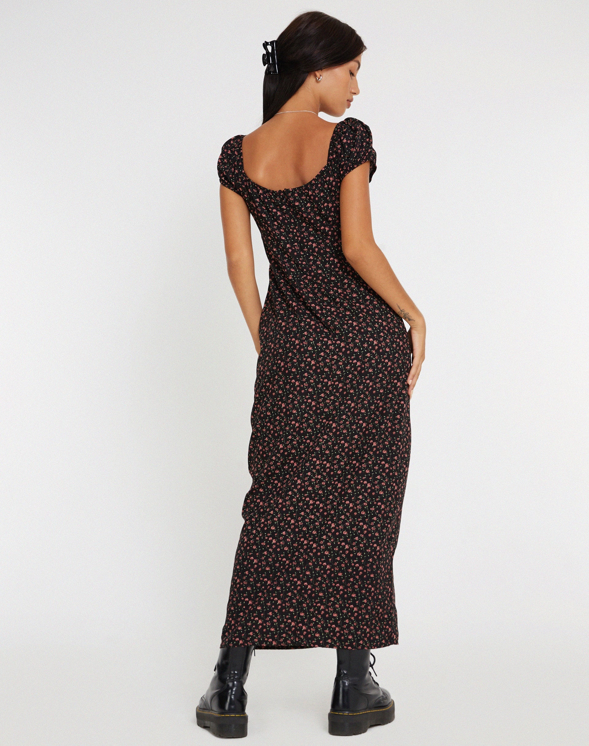image de Grace Maxi Dress in Dark Pink Rose Black