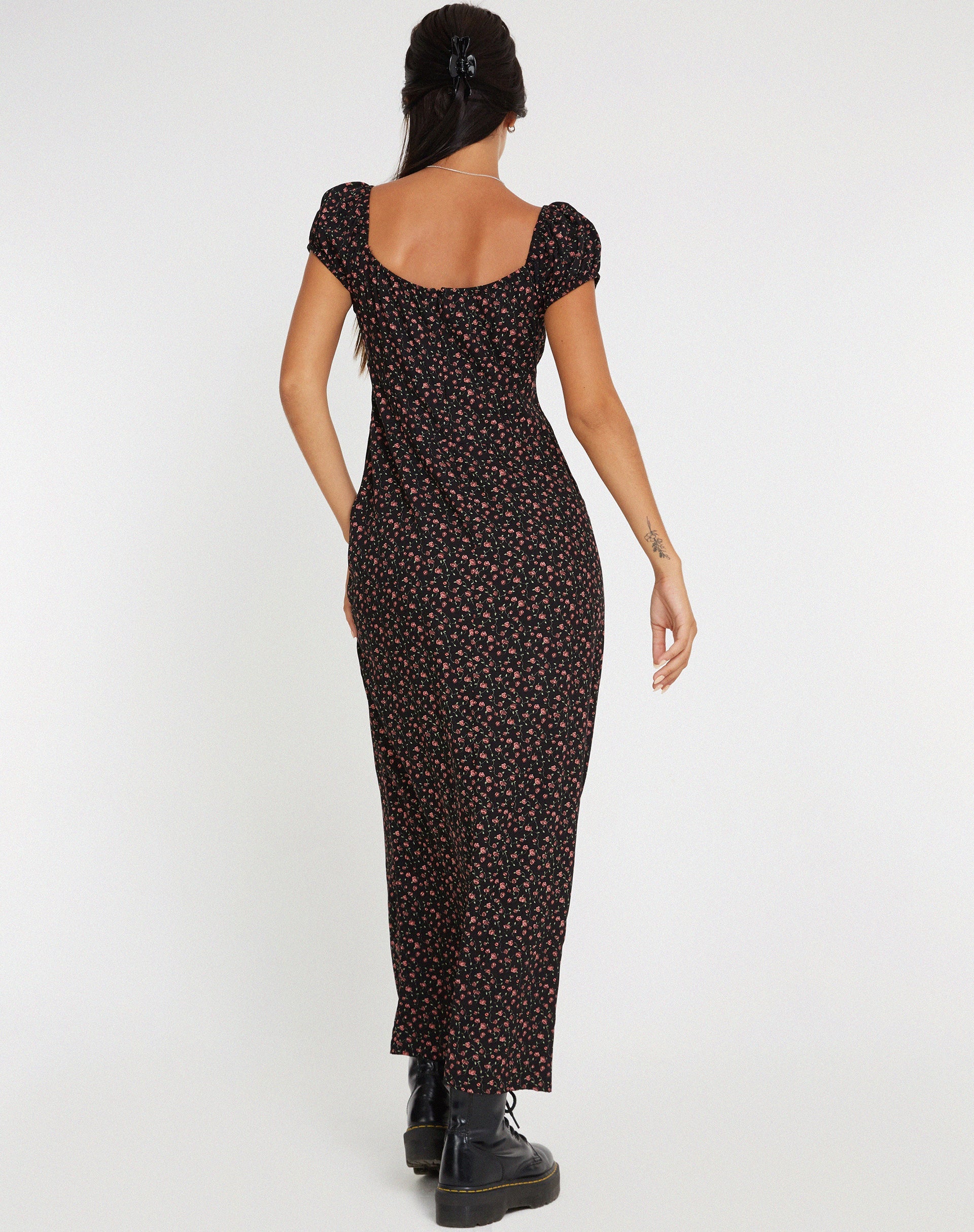 image de Grace Maxi Dress in Dark Pink Rose Black