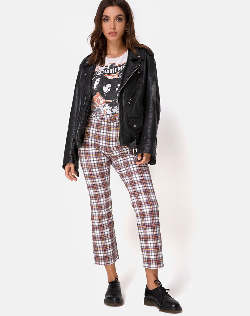 Pantalon Grava à carreaux grunge violet