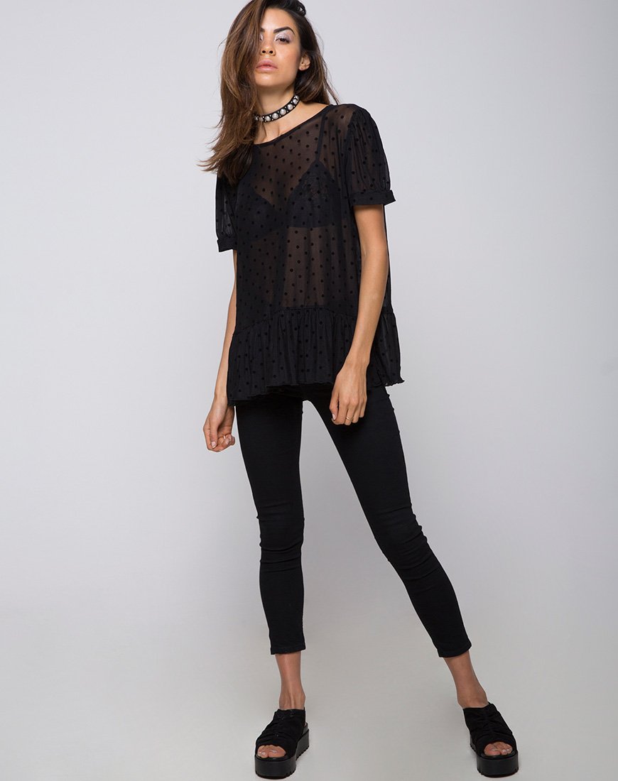 Image de Gretta Top in Polka Net Black
