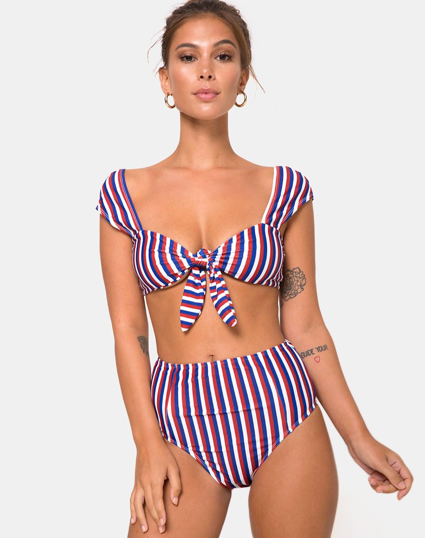 Top de bikini Grifin à triple rayure