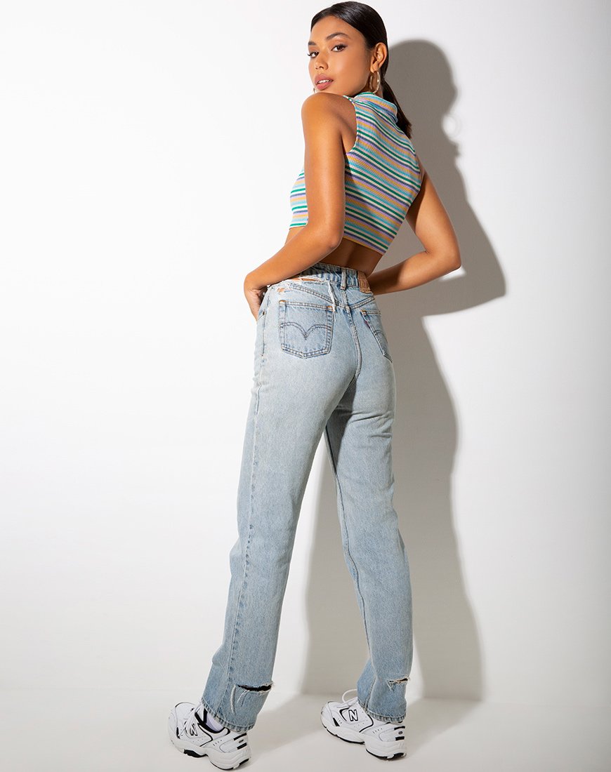 Image de Raco Crop Top in Rib Green Purple and Yellow