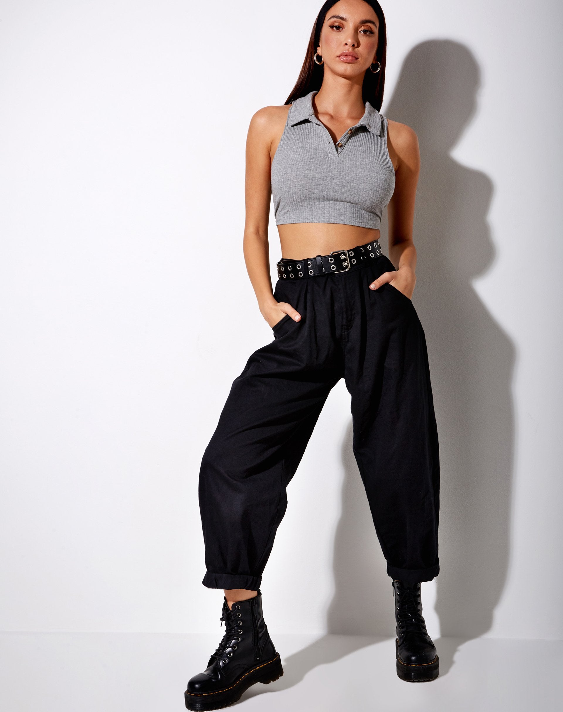 Image de Guaco Crop Top in Rib Grey Marl