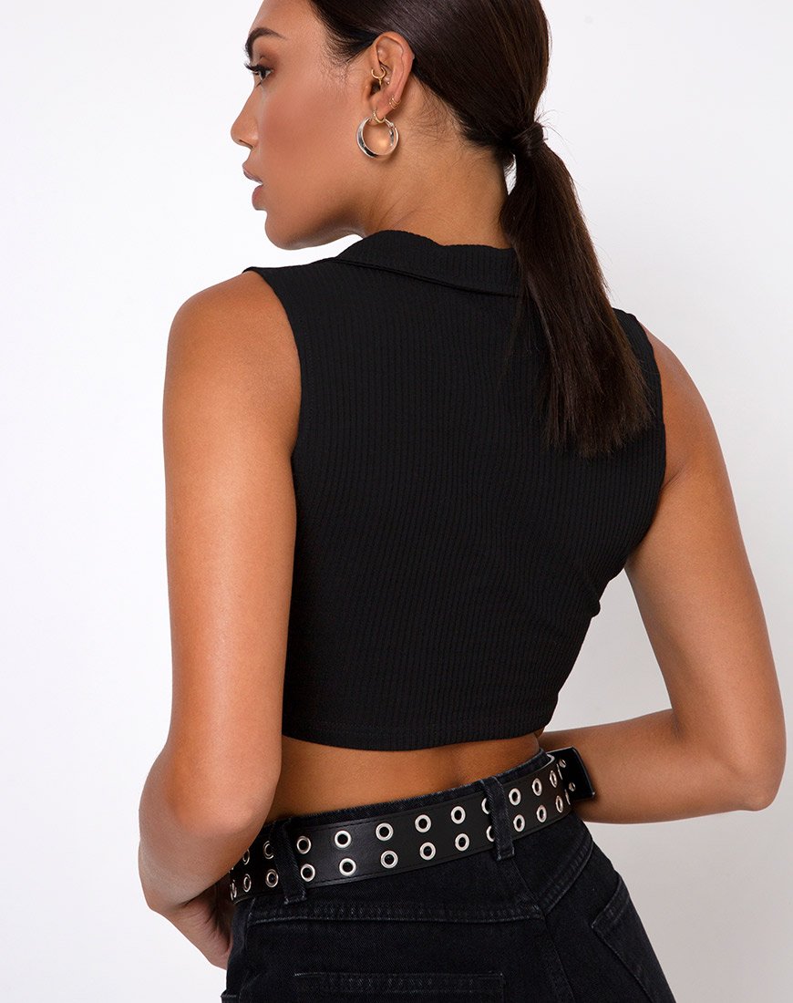 Guaco Crop Top in Rib Black