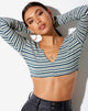 Image de Luene Crop Top in Dark Green Light Green and White