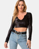 Image de Guan Crop Top en velours noir