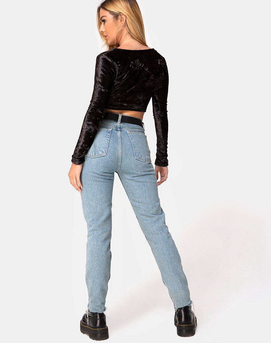Image de Guan Crop Top en velours noir