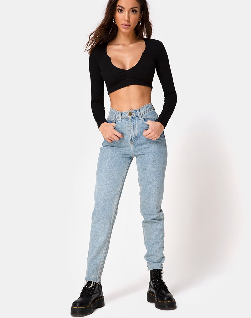 Image de Guan Crop Top in Rib Black