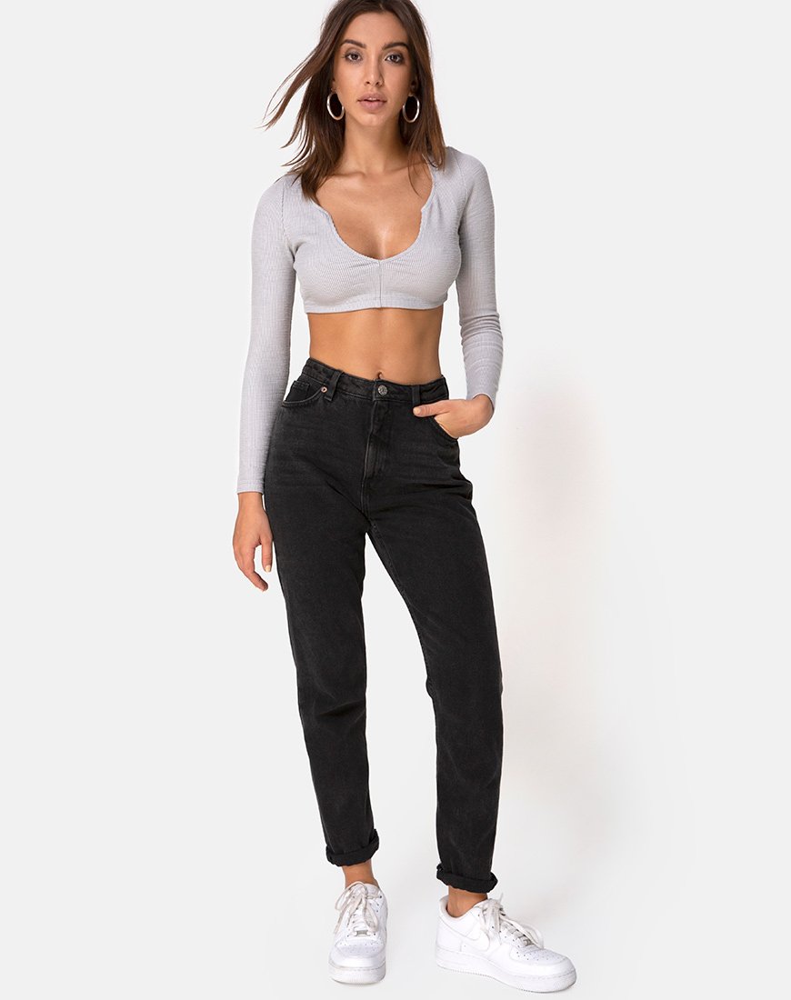 Image de Guan Crop Top in Rib Grey