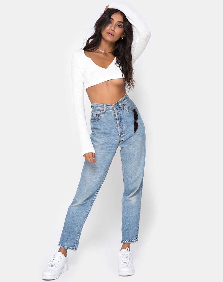 Image de Guan Crop Top in Rib Ivory