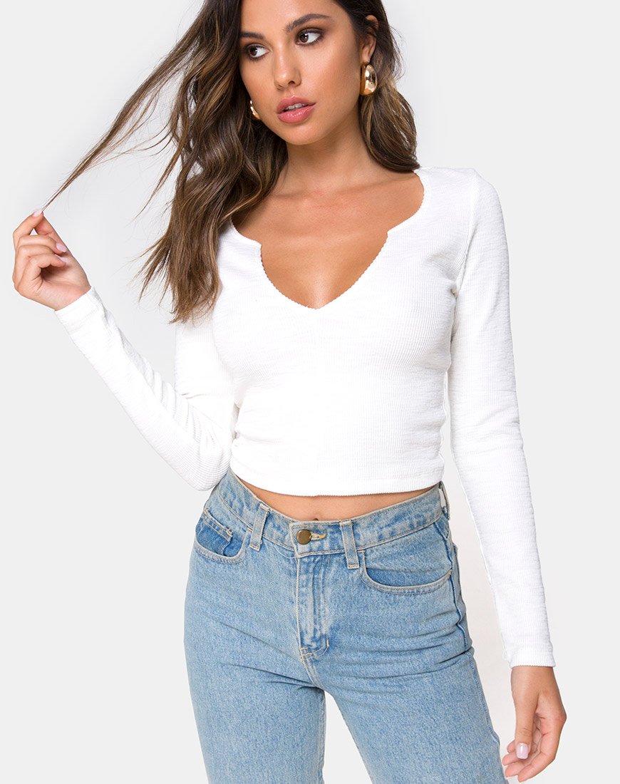 Top Guanelle en Rib White