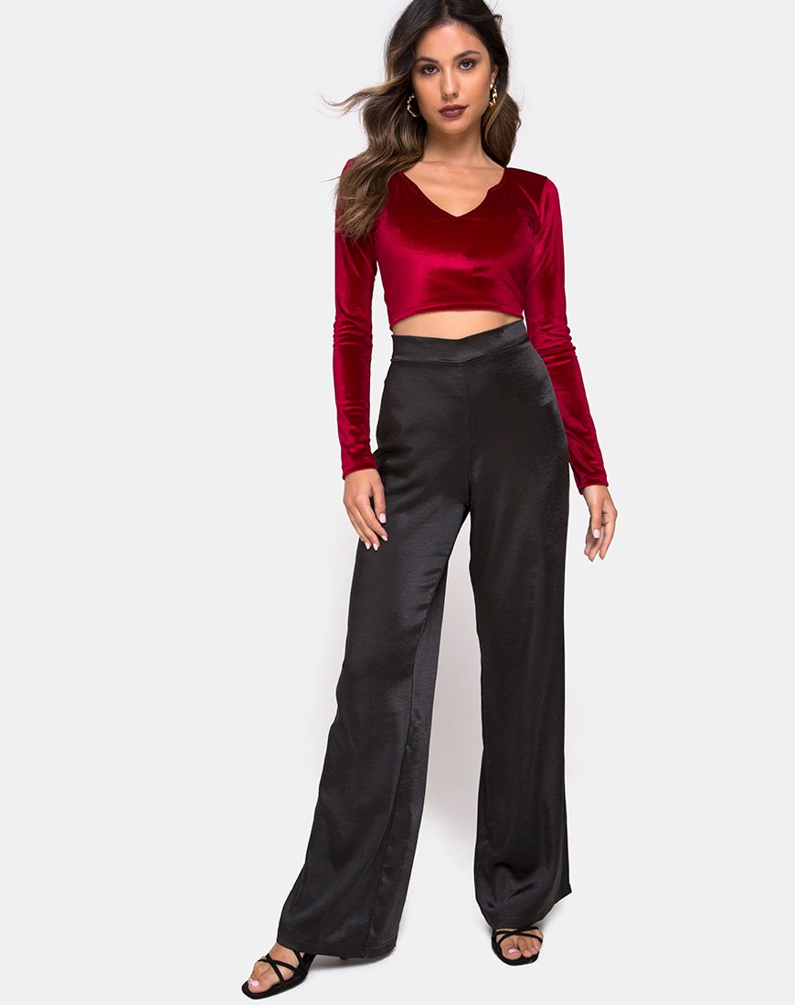 Image de Guan Crop Top in Velvet Burgundy