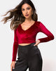 Image de Guan Crop Top in Velvet Burgundy