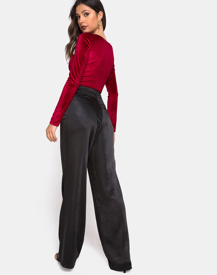 Image de Guan Crop Top in Velvet Burgundy