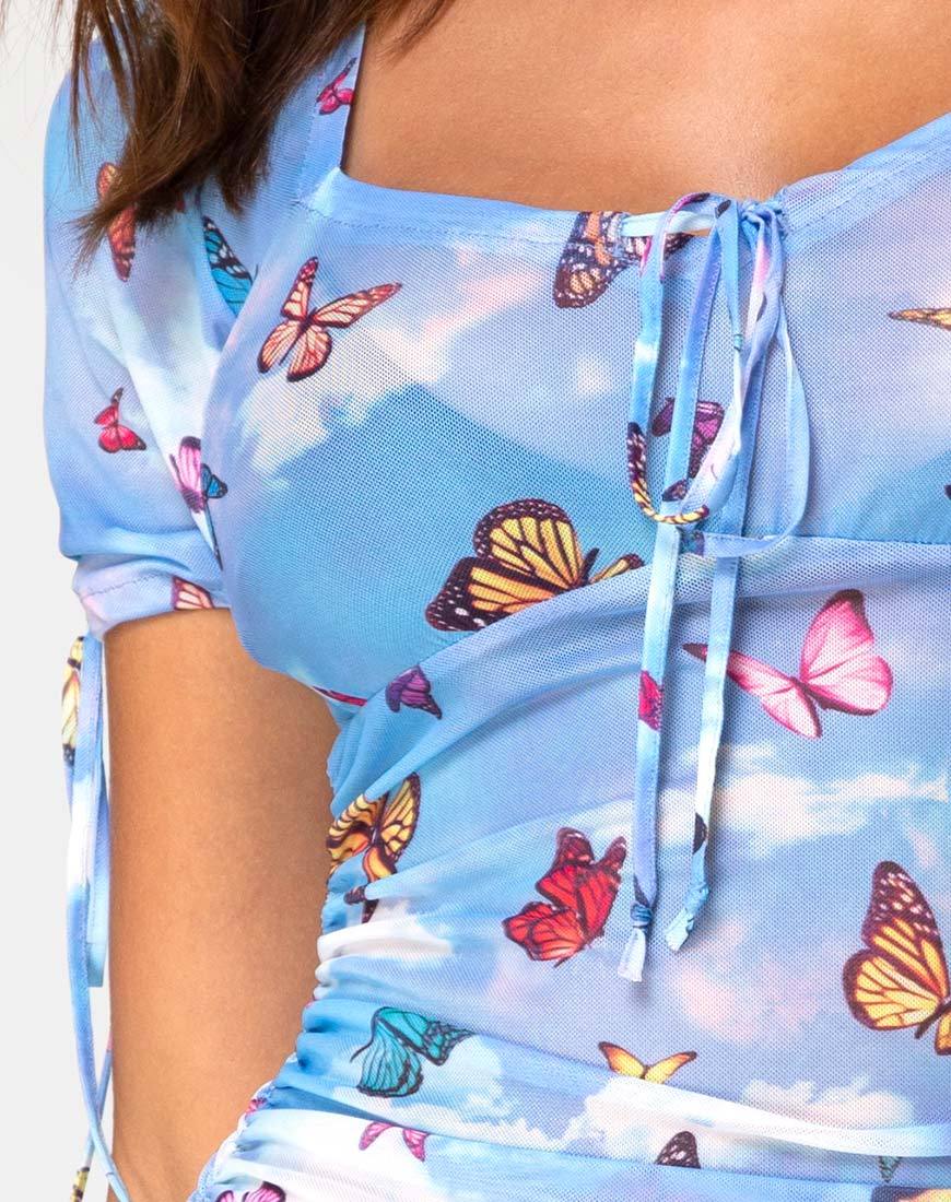 Image de la robe Guenetta en maille bleue Butterfly