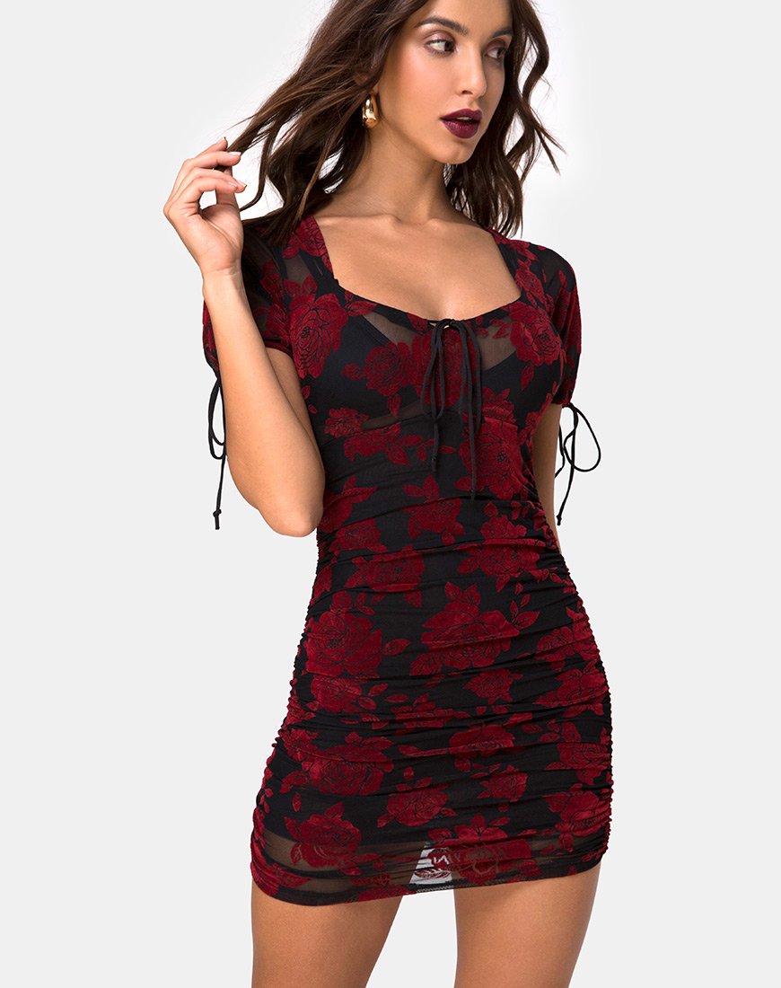 Image de la robe Guenetta en rose rouge romantique Flock