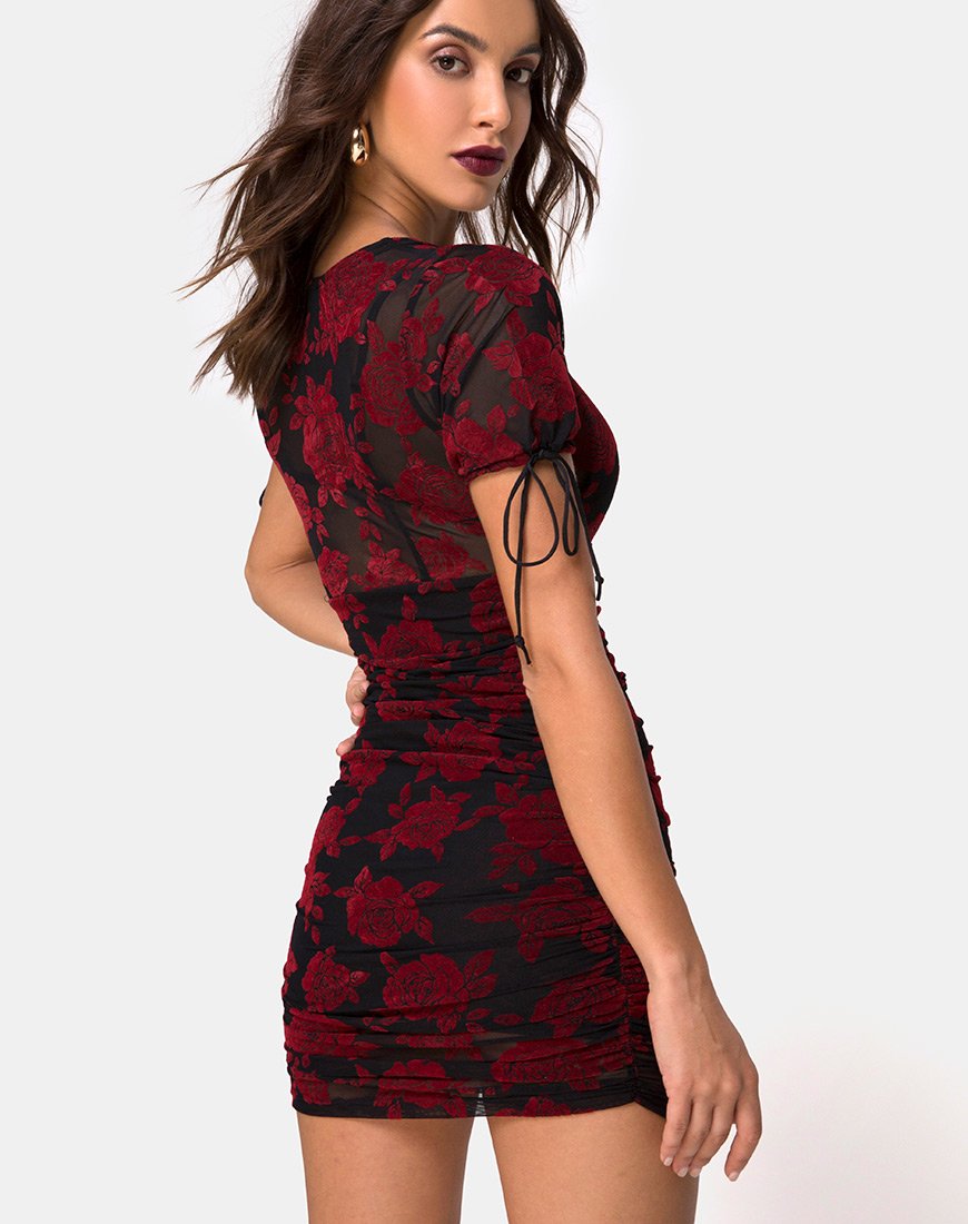 Image de la robe Guenetta en rose rouge romantique Flock