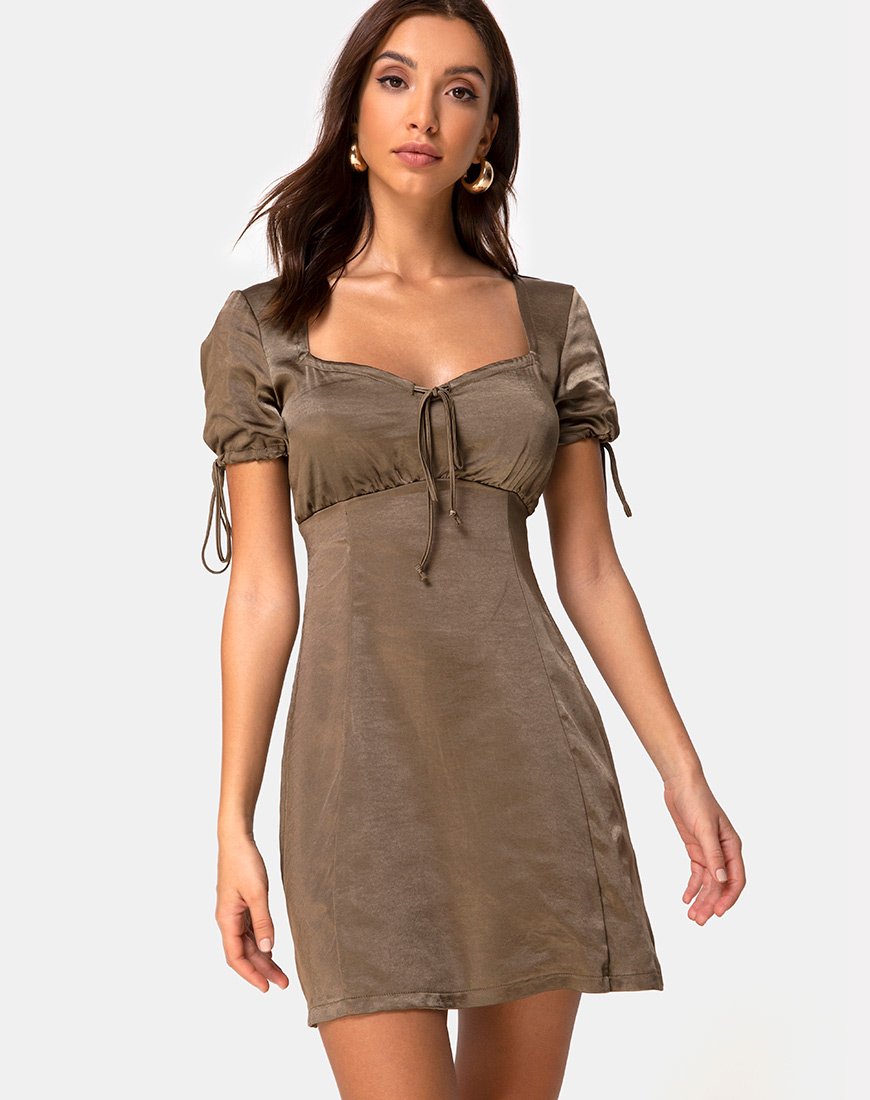 Image de la robe Guenette en satin kaki