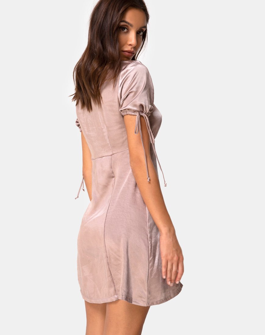 Robe Guenette en satin taupe
