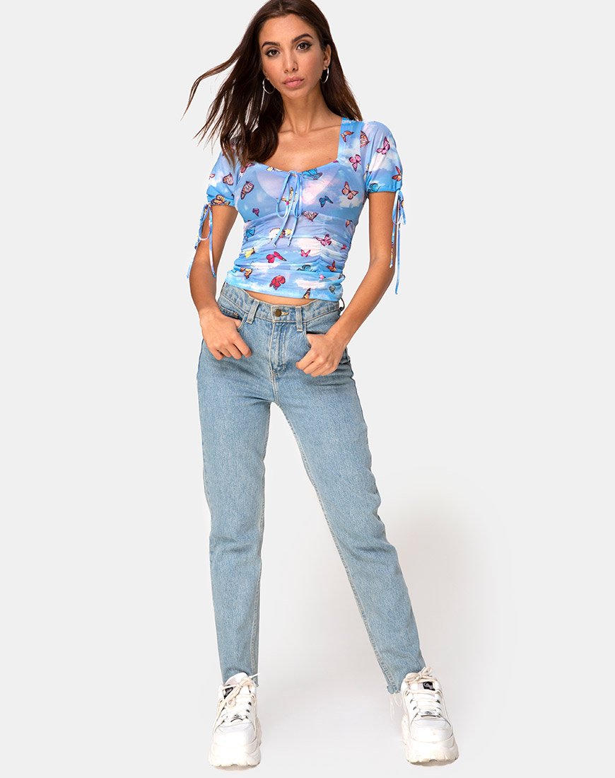 Image de Guinevre Top Mesh Blue Butterfly