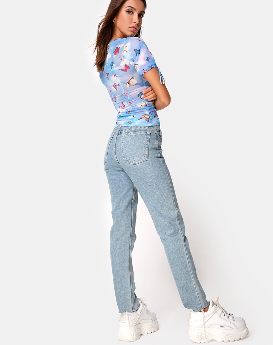Image de Guinevre Top Mesh Blue Butterfly
