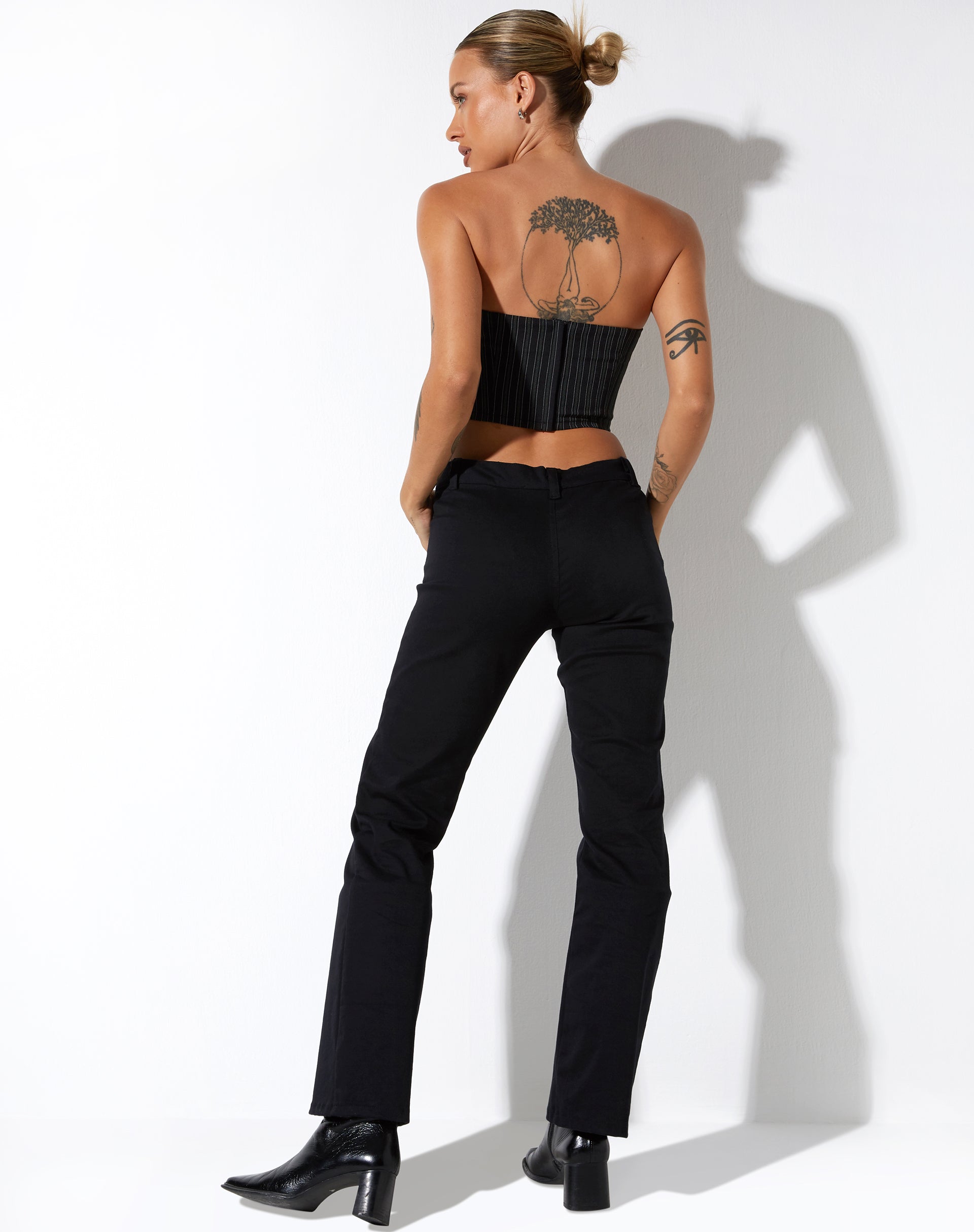 Image de Naima Corset Top in Pinstripe Black