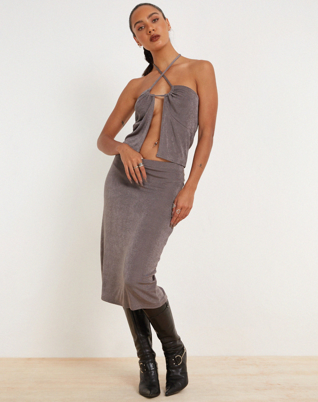 Jupe midi Hadley, anthracite