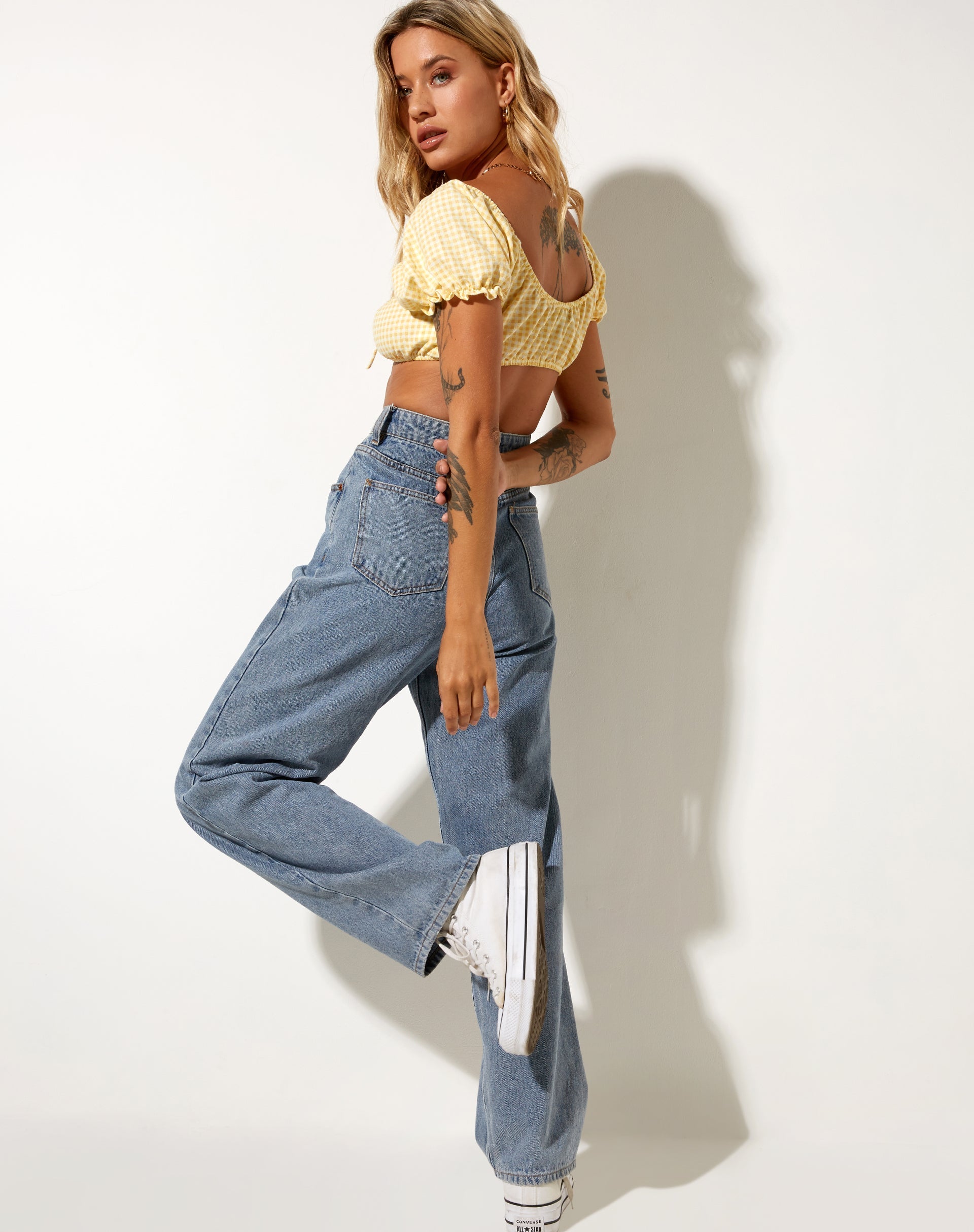 Image de Haenji Crop Top in Lemon Gingham Yellow