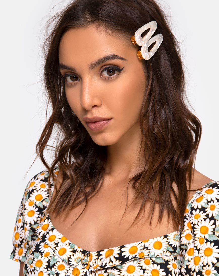 Set de pinces à cheveux en blanc nacré