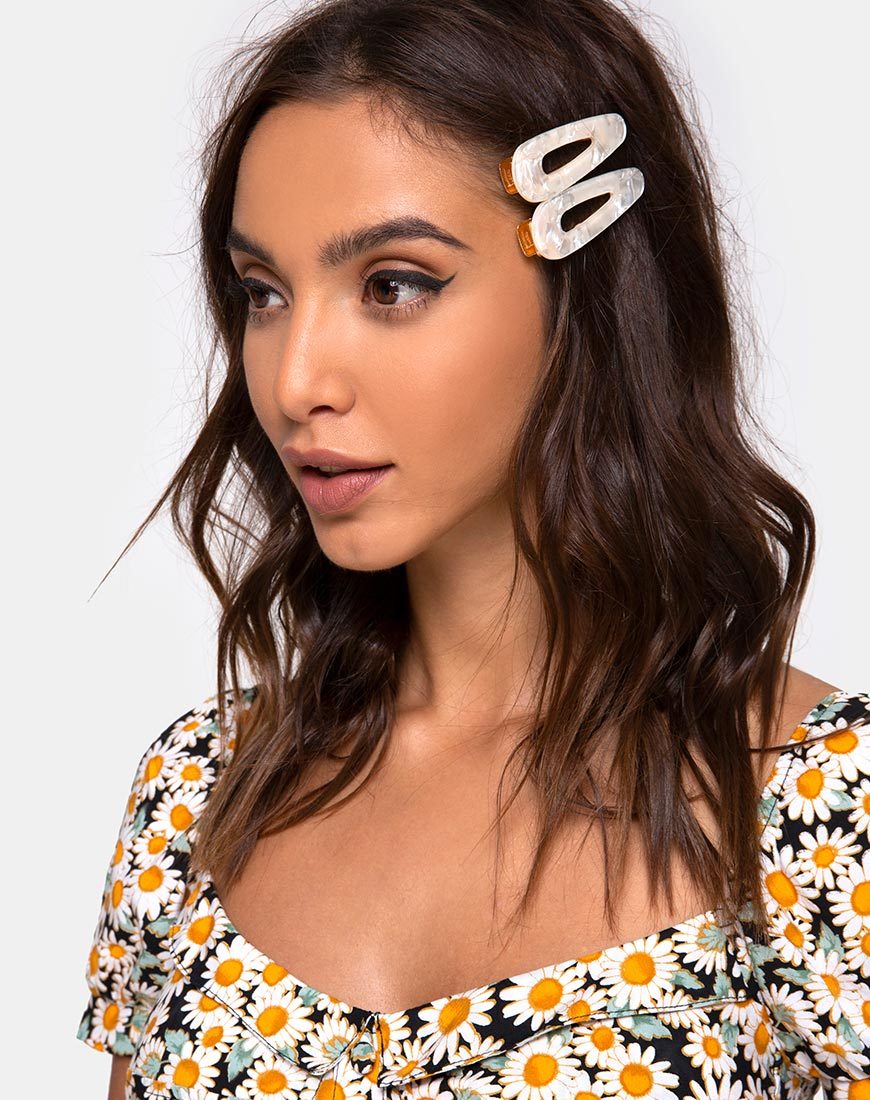 Set de pinces à cheveux en blanc nacré