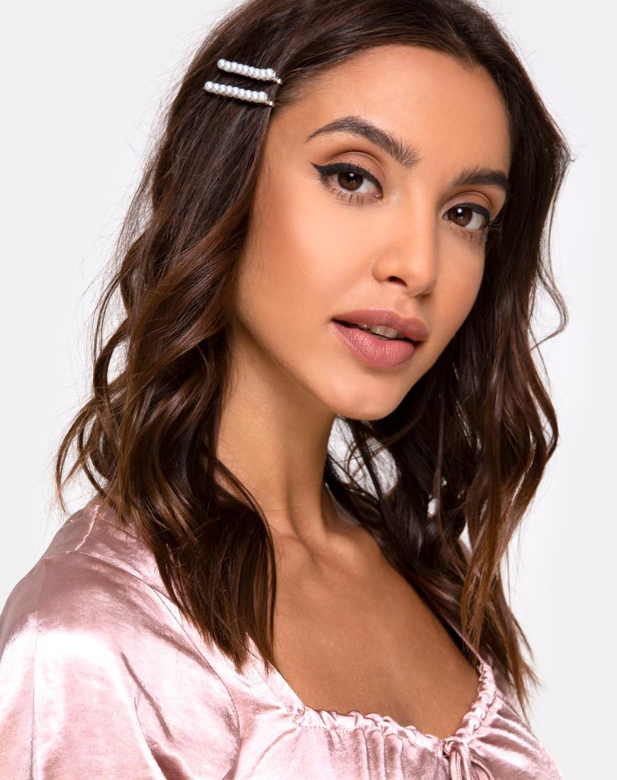 Pince à cheveux en perles en argent